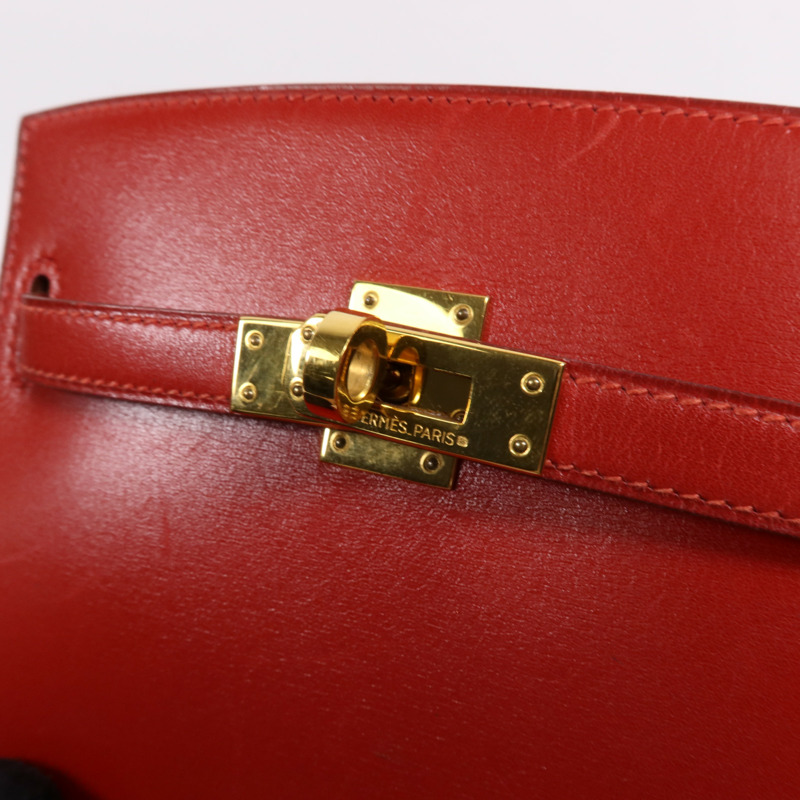 HERMES Box Calf皮革Sac Kelly Sport金扣肩背袋-14