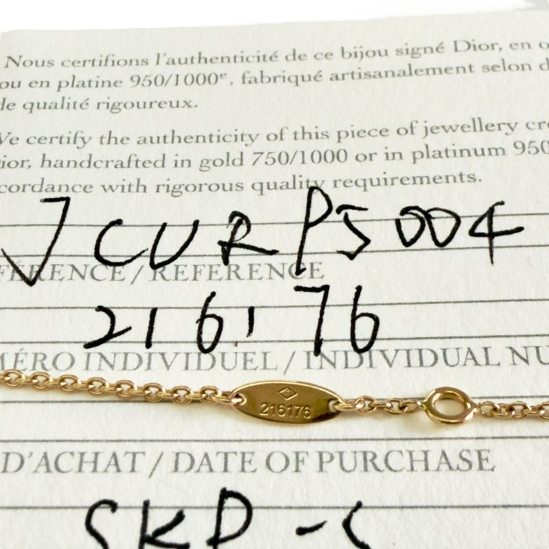 DIOR Rose des Vents 限定愛心 18K金 鑽石 貝母 頸鏈-11
