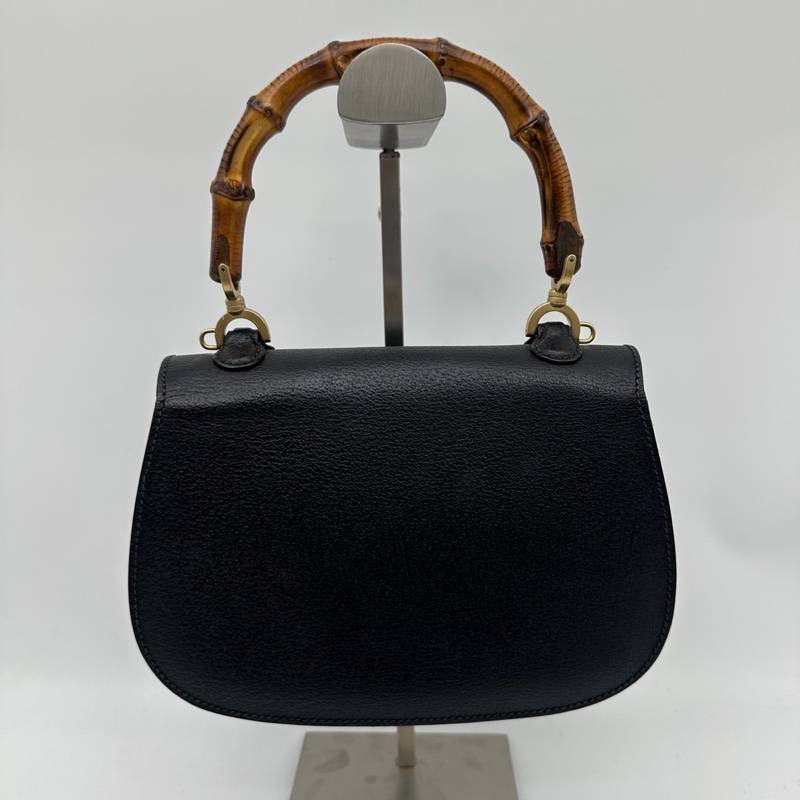 「JL精品代購」Gucci黑色牛皮竹節2way手提單肩包-3