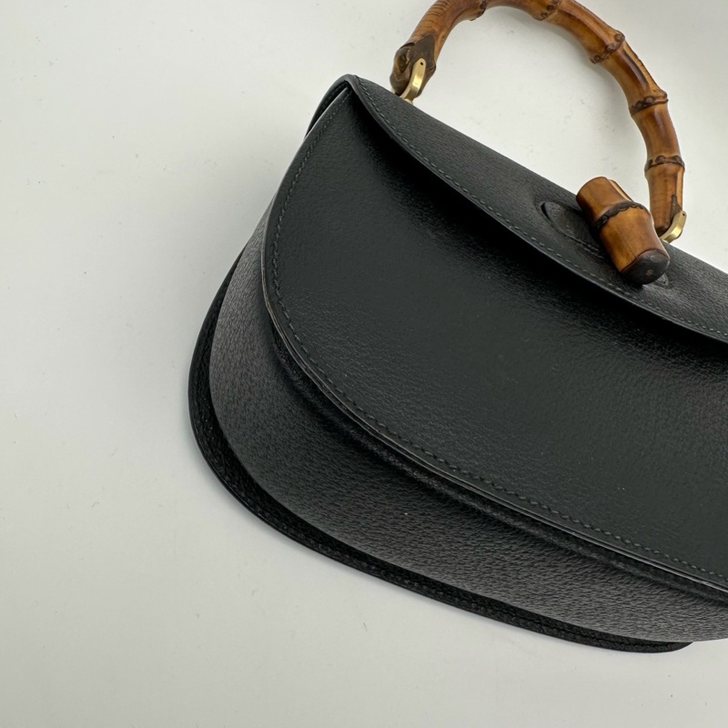 「JL精品代購」Gucci黑色牛皮竹節2way手提單肩包-7