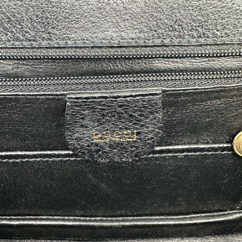 「JL精品代購」Gucci黑色牛皮竹節2way手提單肩包-15