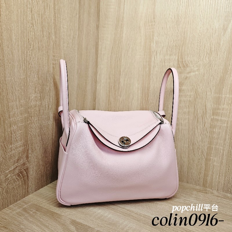 [實品超級美❣️] Hermes櫻花粉Swift皮銀釦Lindy26-0