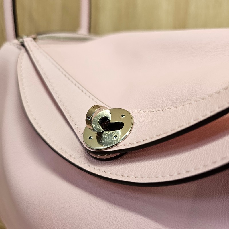 [實品超級美❣️] Hermes櫻花粉Swift皮銀釦Lindy26-28