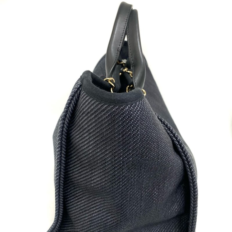 △ Chanel 香奈兒 Deauville Navy Canvas Raffia Gold Tone Metal Chain Tote Bag No.30 A66941 深藍色帆布 拉菲草金色金屬鏈條托特袋 No.30 A66941 -257018203-5