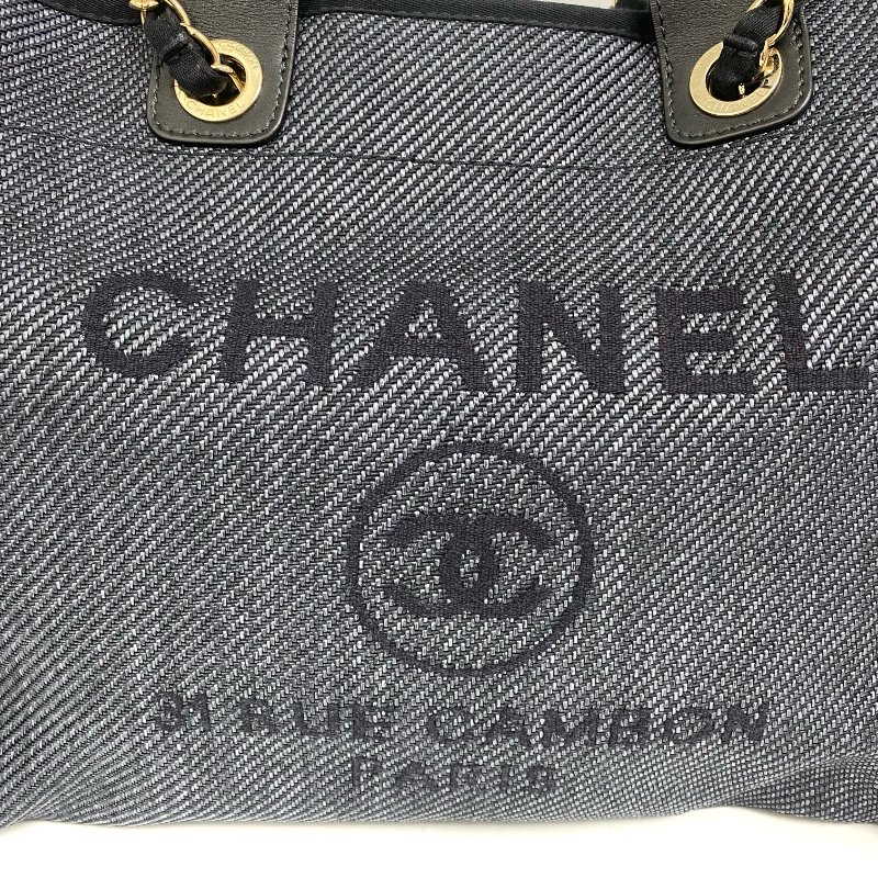△ Chanel 香奈兒 Deauville Navy Canvas Raffia Gold Tone Metal Chain Tote Bag No.30 A66941 深藍色帆布 拉菲草金色金屬鏈條托特袋 No.30 A66941 -257018203-6