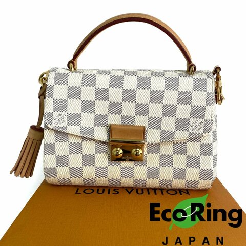 △ Louis Vuitton 路易威登 Beige Coated Canvas Damier Azur Croisette 2 Way Bag N51481 米色塗層帆布經典格紋兩用袋 - 257018393