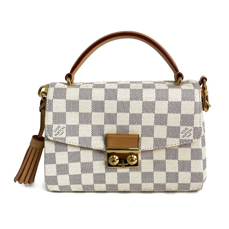 △ Louis Vuitton 路易威登 Beige Coated Canvas Damier Azur Croisette 2 Way Bag N51481 米色塗層帆布經典格紋兩用袋 - 257018393-1