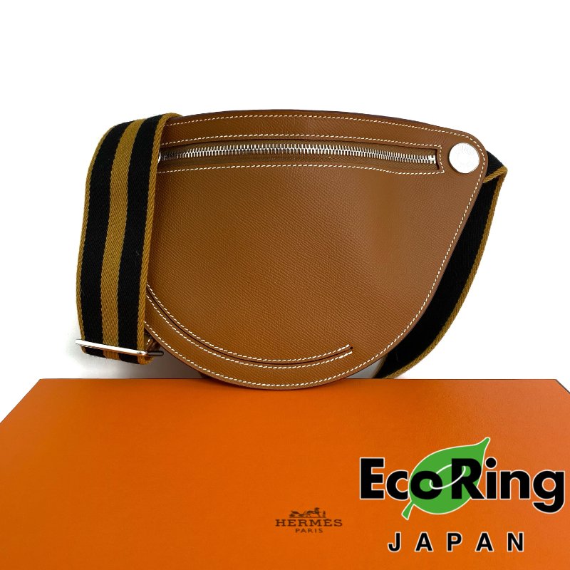 △ Hermes 愛馬仕 Gold Epsom Calfskin Palladium Plated Metal Petite Course Shoulder Bag Stamp B 金棕色壓紋小牛皮鍍鈀金屬肩背袋B刻 - 257018596-0