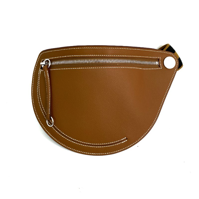 △ Hermes 愛馬仕 Gold Epsom Calfskin Palladium Plated Metal Petite Course Shoulder Bag Stamp B 金棕色壓紋小牛皮鍍鈀金屬肩背袋B刻 - 257018596-1