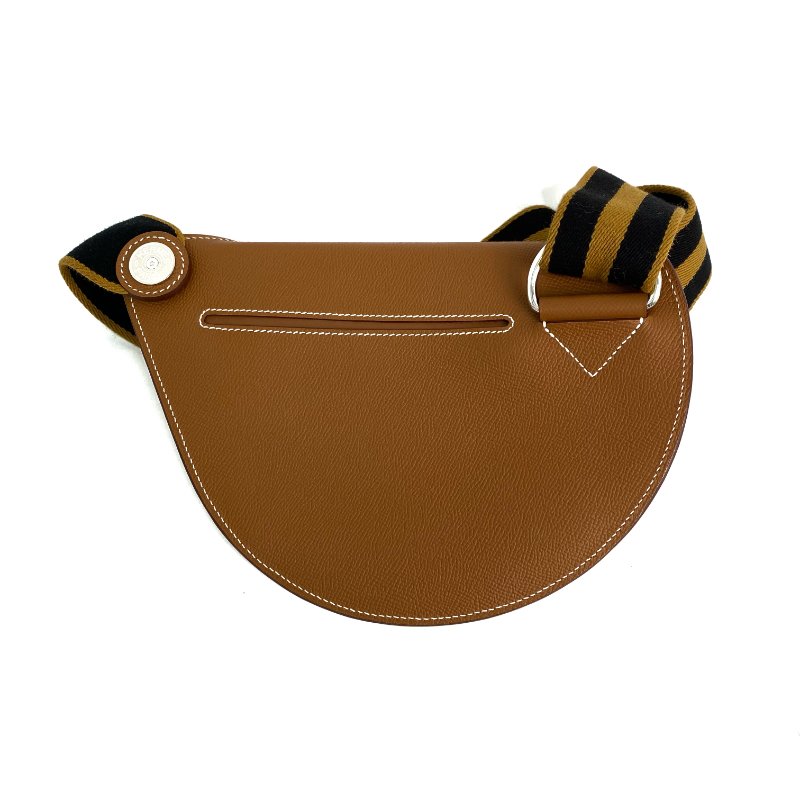 △ Hermes 愛馬仕 Gold Epsom Calfskin Palladium Plated Metal Petite Course Shoulder Bag Stamp B 金棕色壓紋小牛皮鍍鈀金屬肩背袋B刻 - 257018596-2