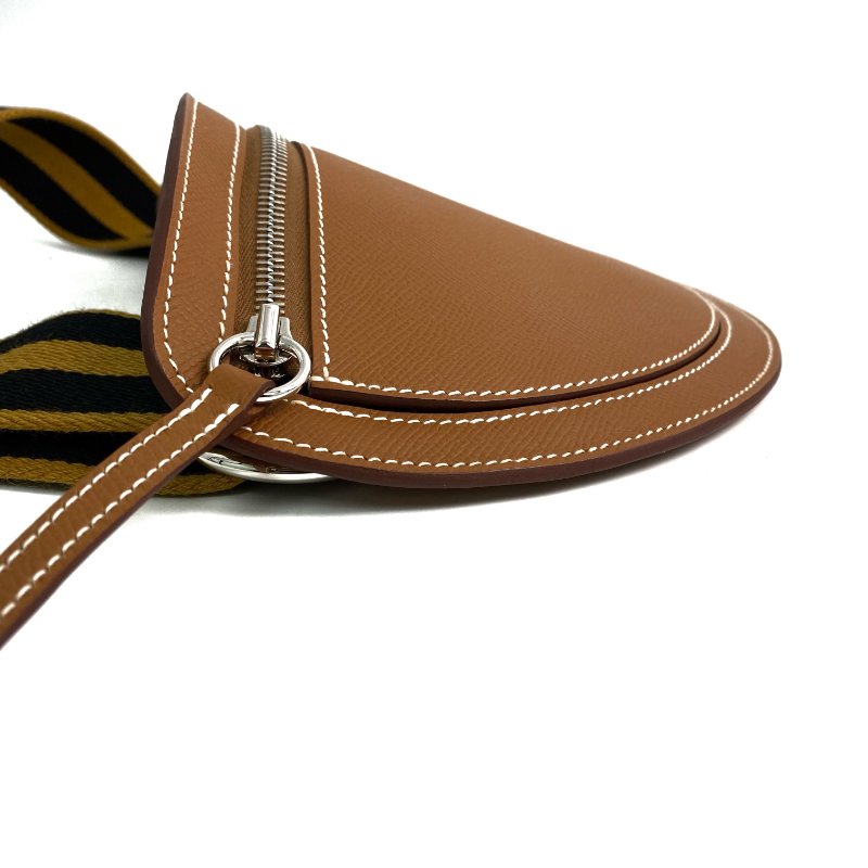 △ Hermes 愛馬仕 Gold Epsom Calfskin Palladium Plated Metal Petite Course Shoulder Bag Stamp B 金棕色壓紋小牛皮鍍鈀金屬肩背袋B刻 - 257018596-4