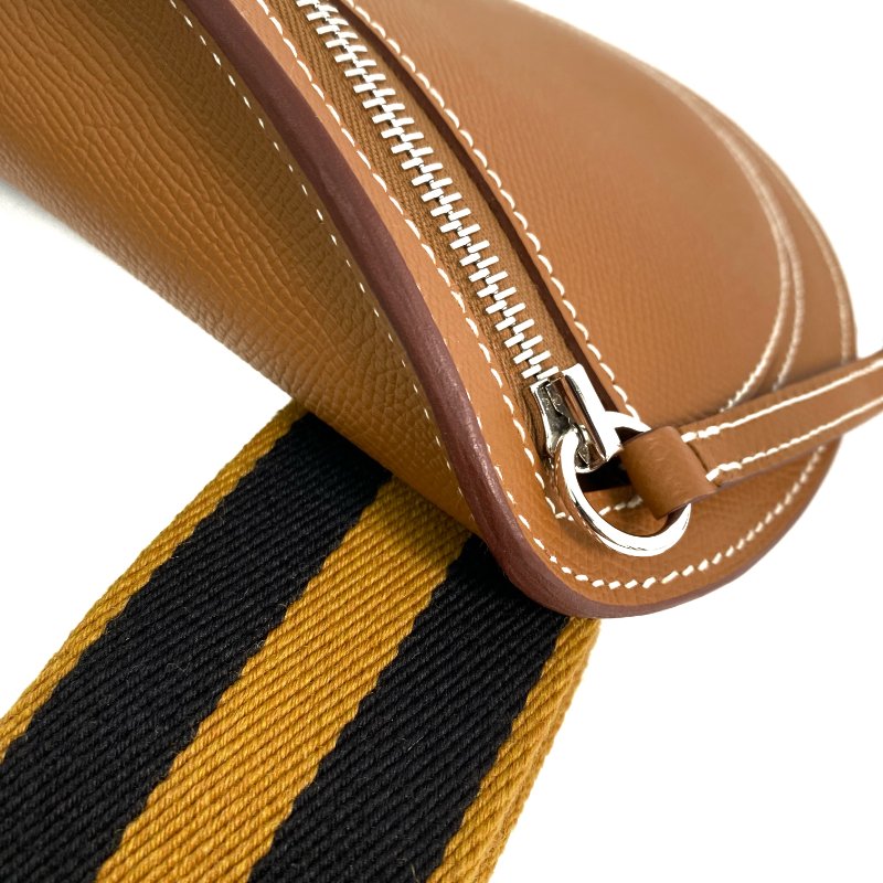 △ Hermes 愛馬仕 Gold Epsom Calfskin Palladium Plated Metal Petite Course Shoulder Bag Stamp B 金棕色壓紋小牛皮鍍鈀金屬肩背袋B刻 - 257018596-10