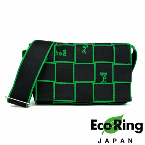 ☆Bottega Veneta寶緹嘉 Cassette Black Green Canvas Shoulder Bag 黑色綠色帆布肩背袋 - 257019039