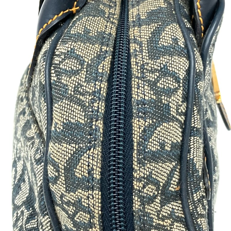 ☆ Christian Dior 迪奧 Navy And Beige Canvas Vintage Trotter Double Saddle Hand Bag 深藍色和淺褐色帆布手袋 - 257019148-6