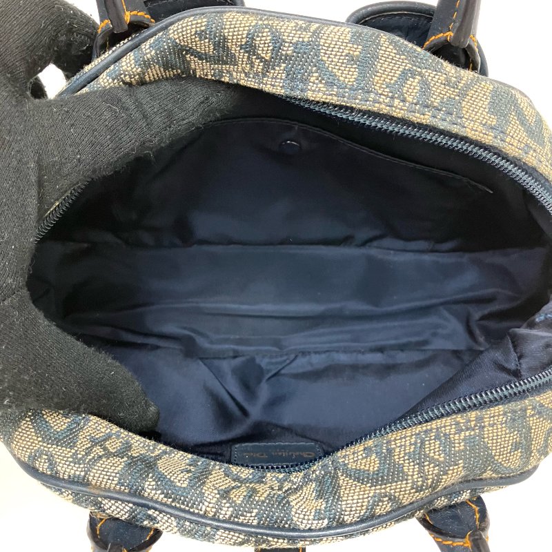 ☆ Christian Dior 迪奧 Navy And Beige Canvas Vintage Trotter Double Saddle Hand Bag 深藍色和淺褐色帆布手袋 - 257019148-18