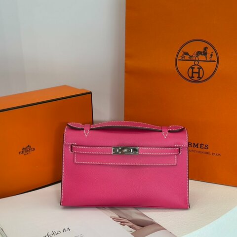 HERMES Mini kelly - 糖果粉銀 🅀