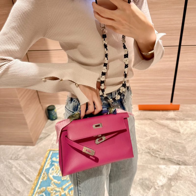 HERMES Mini kelly - 糖果粉銀 🅀-1