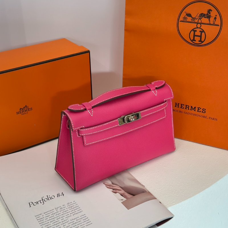 HERMES Mini kelly - 糖果粉銀 🅀-2