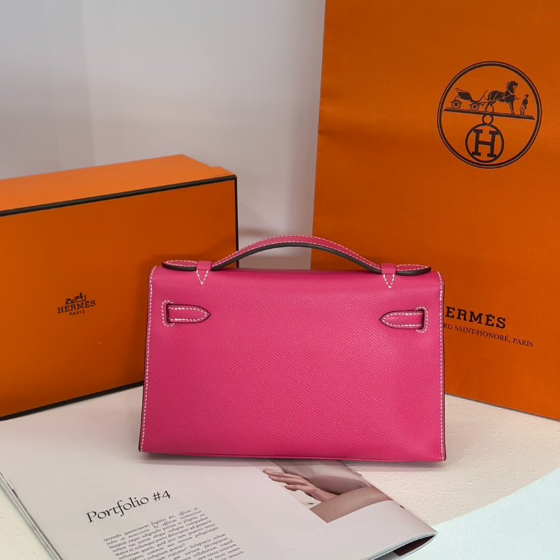 HERMES Mini kelly - 糖果粉銀 🅀-6