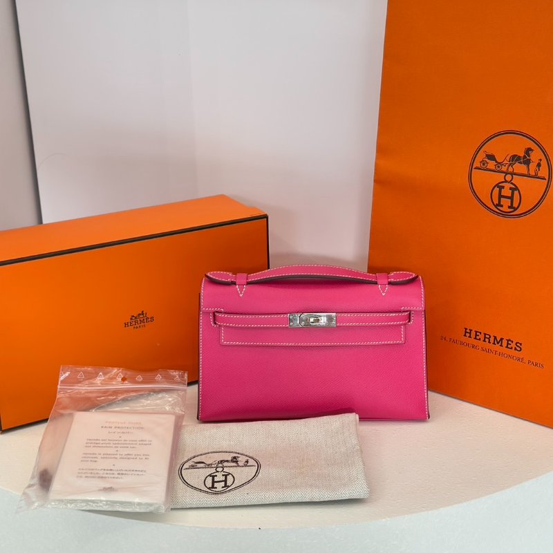 HERMES Mini kelly - 糖果粉銀 🅀-7