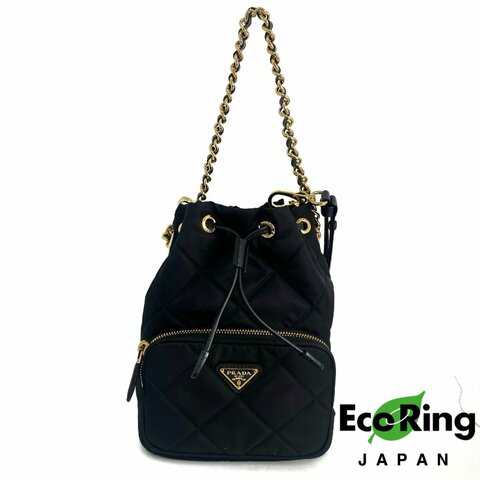 △ Prada 普拉達 Black Re-Nylon Chain Bucket Bag 1BH038 黑色再生尼龍鎖鏈水桶袋 - 257020919