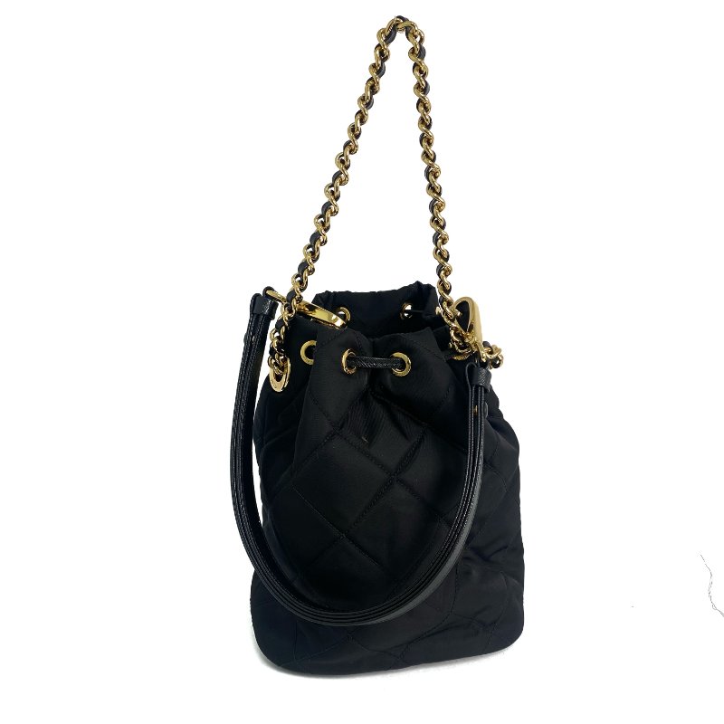 △ Prada 普拉達 Black Re-Nylon Chain Bucket Bag 1BH038 黑色再生尼龍鎖鏈水桶袋 - 257020919-1