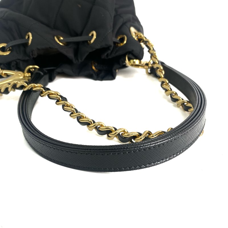 △ Prada 普拉達 Black Re-Nylon Chain Bucket Bag 1BH038 黑色再生尼龍鎖鏈水桶袋 - 257020919-9
