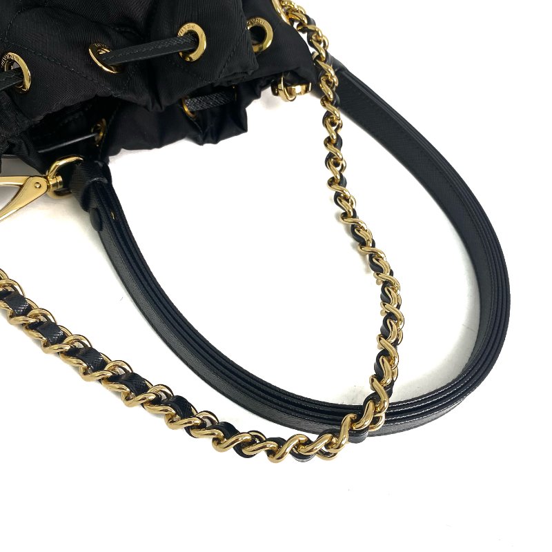 △ Prada 普拉達 Black Re-Nylon Chain Bucket Bag 1BH038 黑色再生尼龍鎖鏈水桶袋 - 257020919-10