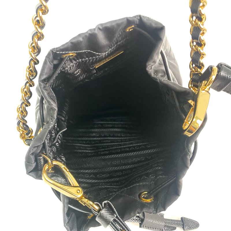 △ Prada 普拉達 Black Re-Nylon Chain Bucket Bag 1BH038 黑色再生尼龍鎖鏈水桶袋 - 257020919-12