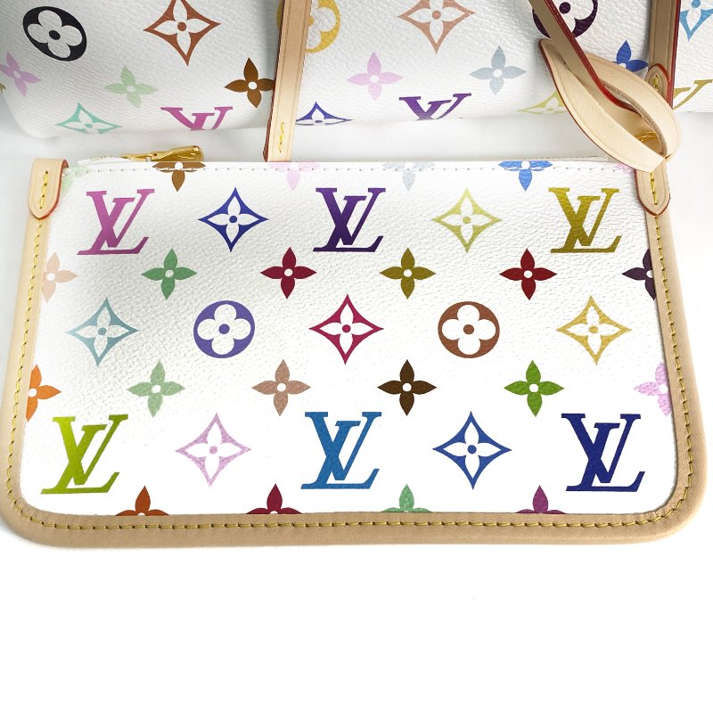 △ Louis Vuitton 路易威登 White And Beige Coated Canvas Monogram LV x TM Carry All PM Shoulder Bag M13661 白色和淺褐色塗層帆布經典老花村上隆聯名肩背袋 - 257017582-19