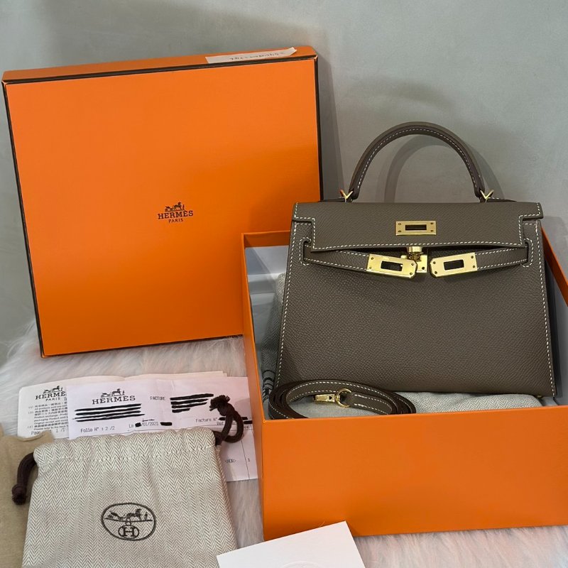 HERMES Mini kelly ll - 灰金 U-7