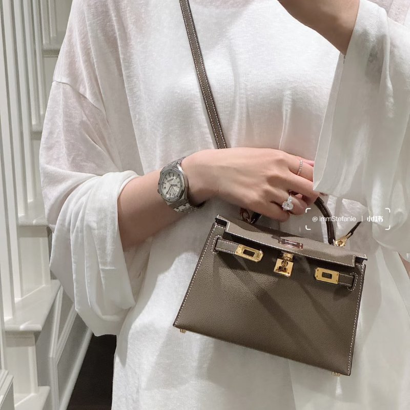 HERMES Mini kelly ll - 灰金 U-8