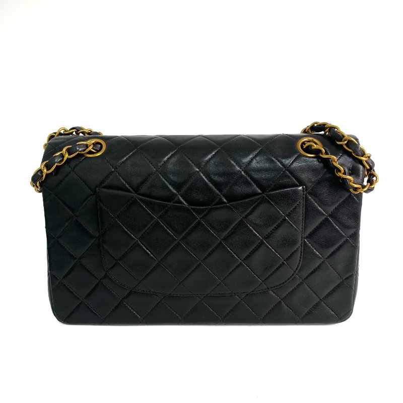 △ Chanel 香奈兒 CF25 Black Lambskin Gold Tone Metal Double Flap Vintage Chain Shoulder Bag No.3 黑色小羊皮金色金屬復古鏈條肩背袋No.3 -257019112-2
