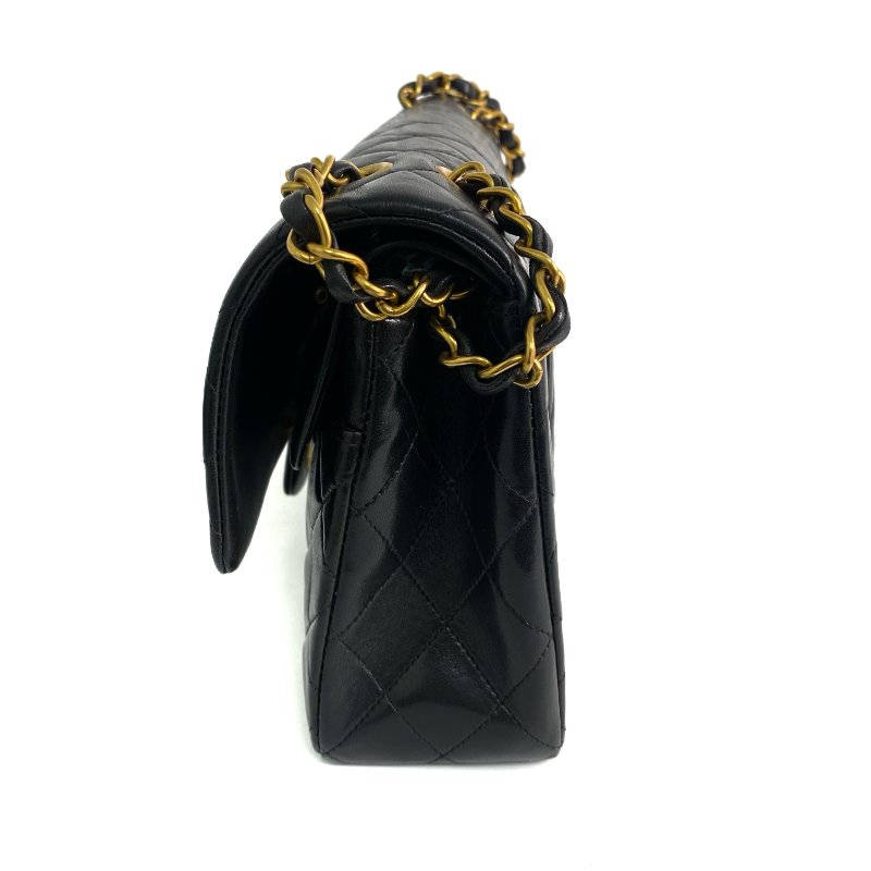 △ Chanel 香奈兒 CF25 Black Lambskin Gold Tone Metal Double Flap Vintage Chain Shoulder Bag No.3 黑色小羊皮金色金屬復古鏈條肩背袋No.3 -257019112-4