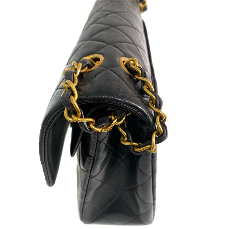 △ Chanel 香奈兒 CF25 Black Lambskin Gold Tone Metal Double Flap Vintage Chain Shoulder Bag No.3 黑色小羊皮金色金屬復古鏈條肩背袋No.3 -257019112-6