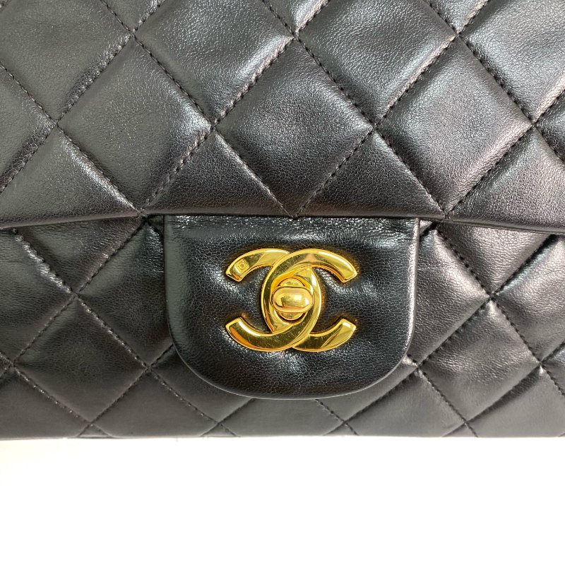 △ Chanel 香奈兒 CF25 Black Lambskin Gold Tone Metal Double Flap Vintage Chain Shoulder Bag No.3 黑色小羊皮金色金屬復古鏈條肩背袋No.3 -257019112-7
