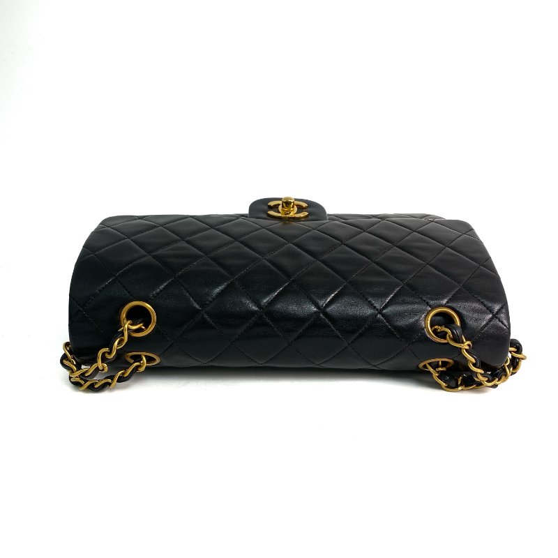 △ Chanel 香奈兒 CF25 Black Lambskin Gold Tone Metal Double Flap Vintage Chain Shoulder Bag No.3 黑色小羊皮金色金屬復古鏈條肩背袋No.3 -257019112-8