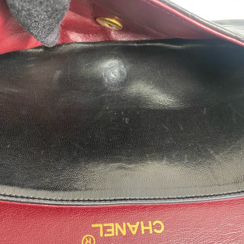 △ Chanel 香奈兒 CF25 Black Lambskin Gold Tone Metal Double Flap Vintage Chain Shoulder Bag No.3 黑色小羊皮金色金屬復古鏈條肩背袋No.3 -257019112-19