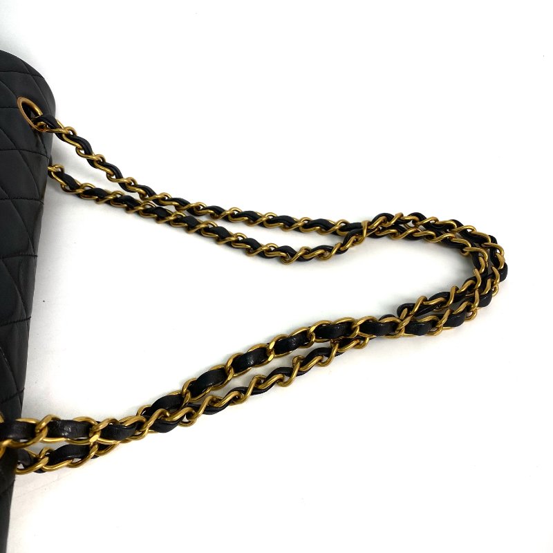 △ Chanel 香奈兒 CF25 Black Lambskin Gold Tone Metal Double Flap Vintage Chain Shoulder Bag No.3 黑色小羊皮金色金屬復古鏈條肩背袋No.3 -257019112-20