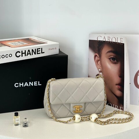 CHANEL 24S珍珠湯圓調節口蓋包 20 - 灰金
