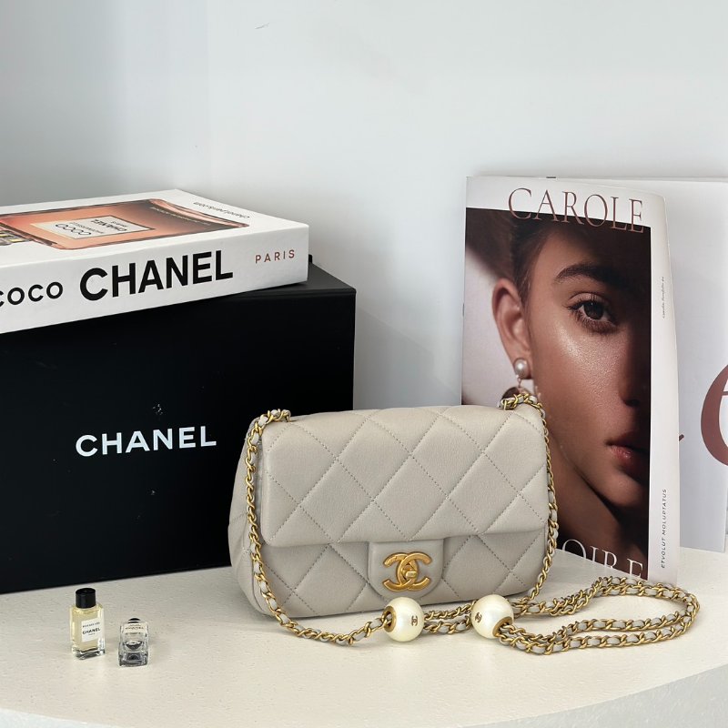 CHANEL 24S珍珠湯圓調節口蓋包 20 - 灰金-0