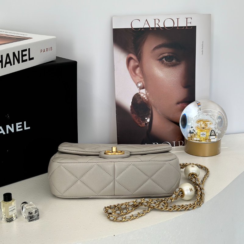 CHANEL 24S珍珠湯圓調節口蓋包 20 - 灰金-5
