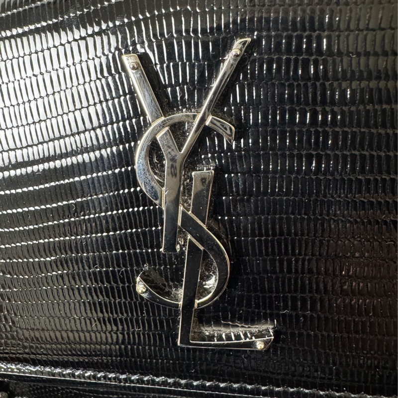 YSL黑蜥蜴皮紋銀釦兩 用包-3