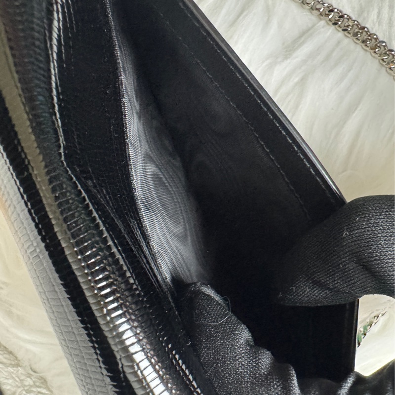 YSL黑蜥蜴皮紋銀釦兩 用包-27