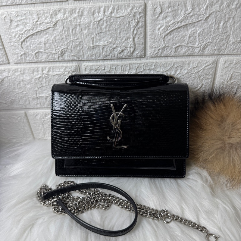 YSL黑蜥蜴皮紋銀釦兩 用包-31