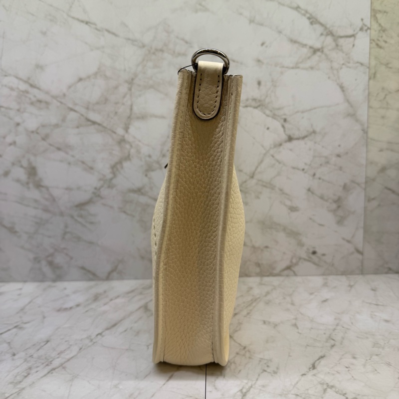 HERMES MINI EVELYNE奶昔白 編織背帶/U-1