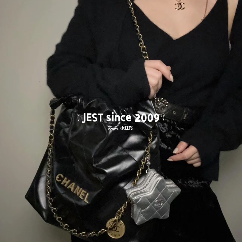 CHANEL 22 Bag - 中號黑金-8