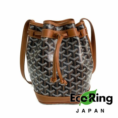 △ Goyard 高雅德 Petit Flot Brown Coated Canvas Goyardine Bucket Bag 啡色塗層帆布水桶袋 -257019949