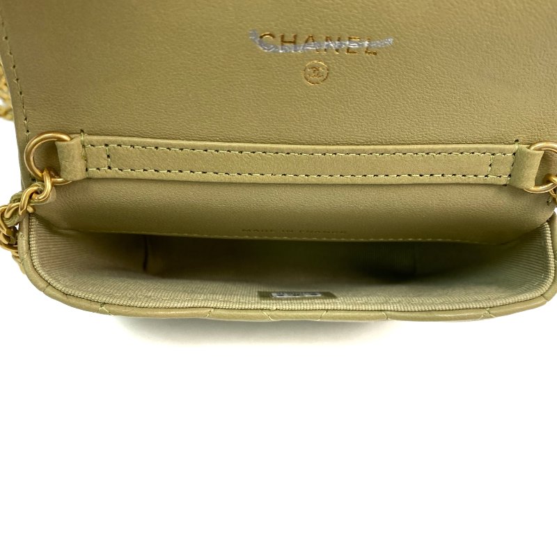 △ Chanel 香奈兒 Green Yellow Lambskin Gold Tone Metal Mini Chain Shoulder Bag AP3036 黃綠色小羊皮金色金屬迷你鎖鏈肩背袋 - 257019956-13