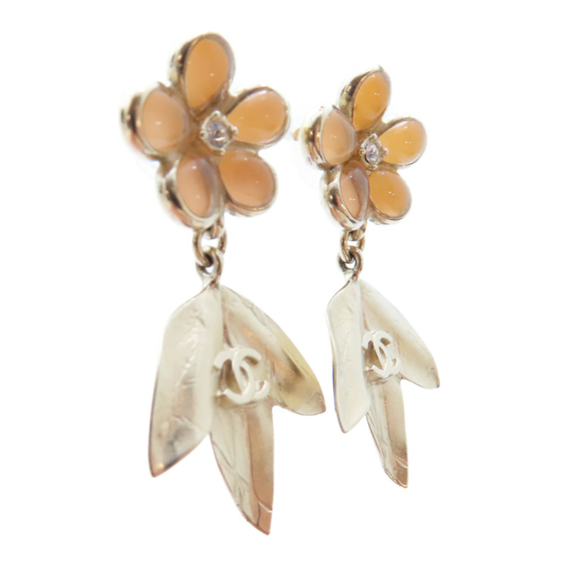 金色 粉紅色 金屬 鍍金 耳環【CHANEL 香奈兒】-1